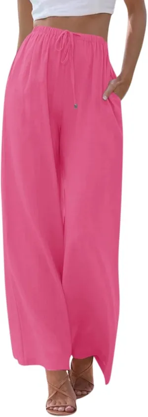 Women's Pants, Pants High Waisted Wide Leg Cotton Linen Straight Lightweight Sweatpants