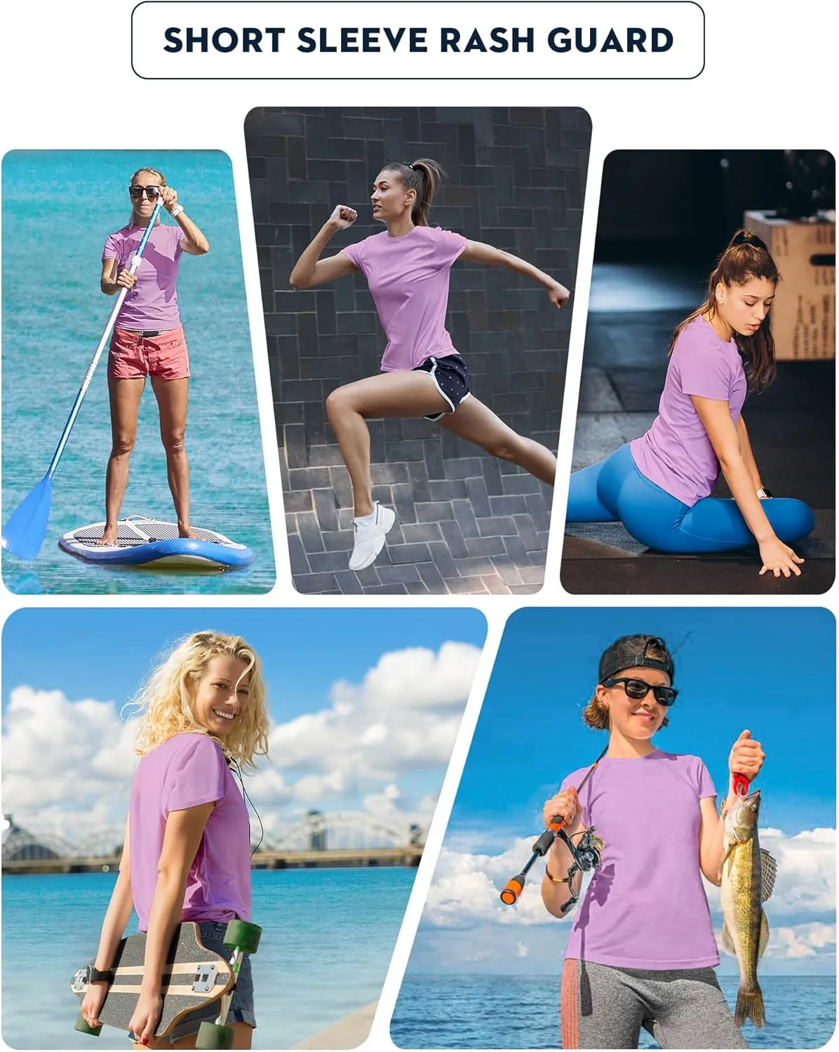 Women's Short Sleeve Swim Sun Shirt UPF 50  UV Protection Rash Guard Cooling Quick Dry Lightweight Workout Tops Outdoor Tee