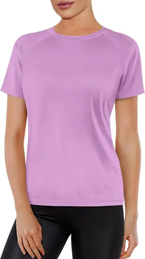 Women's Short Sleeve Swim Sun Shirt UPF 50  UV Protection Rash Guard Cooling Quick Dry Lightweight Workout Tops Outdoor Tee