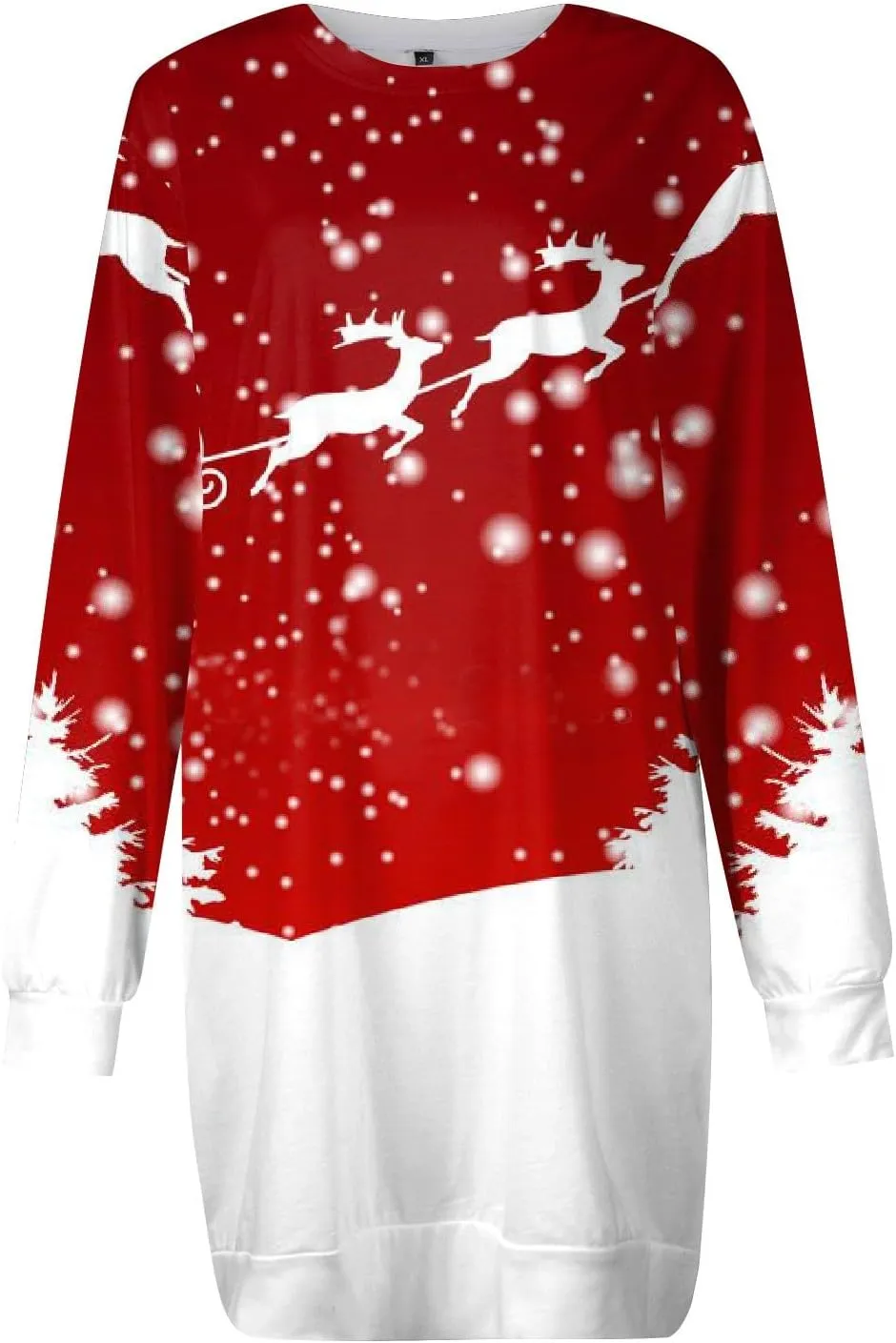 Women's Spring Dresses 2024 Round Neck Printed Long Sleeve Wrap Hip Mini Sweatshirt Dress, S-3XL