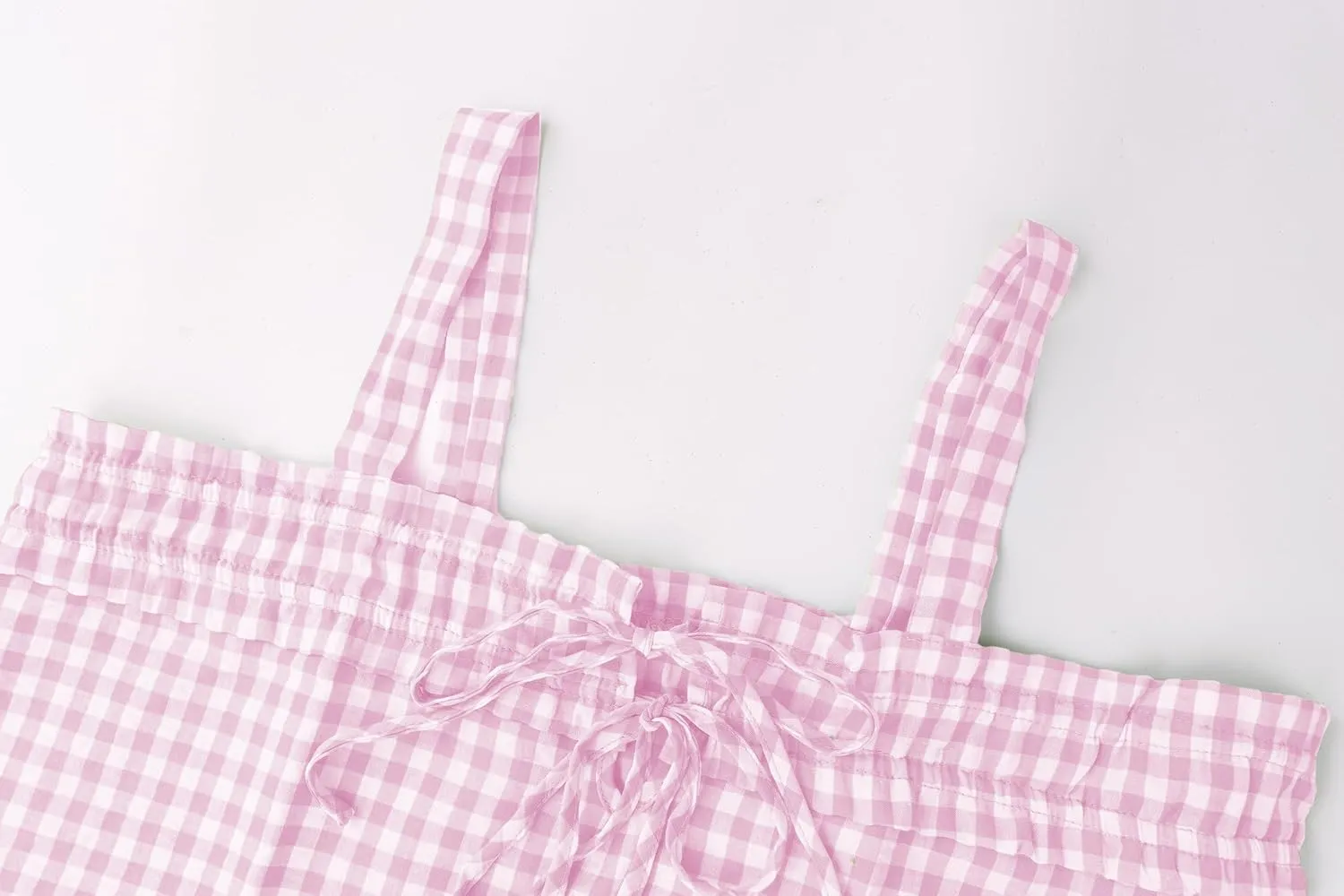 Womens Square Neck Gingham Camisole Summer Spaghetti Strap Backless Cami Shirt Y2k Peplum Babydoll Crop Tank Tops