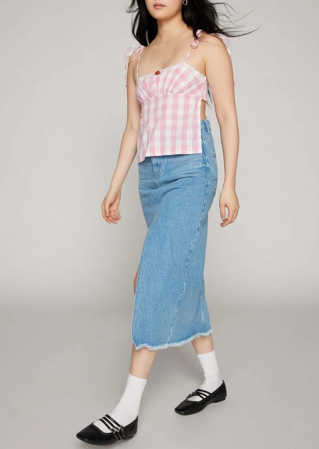 Womens Square Neck Gingham Camisole Summer Spaghetti Strap Backless Cami Shirt Y2k Peplum Babydoll Crop Tank Tops