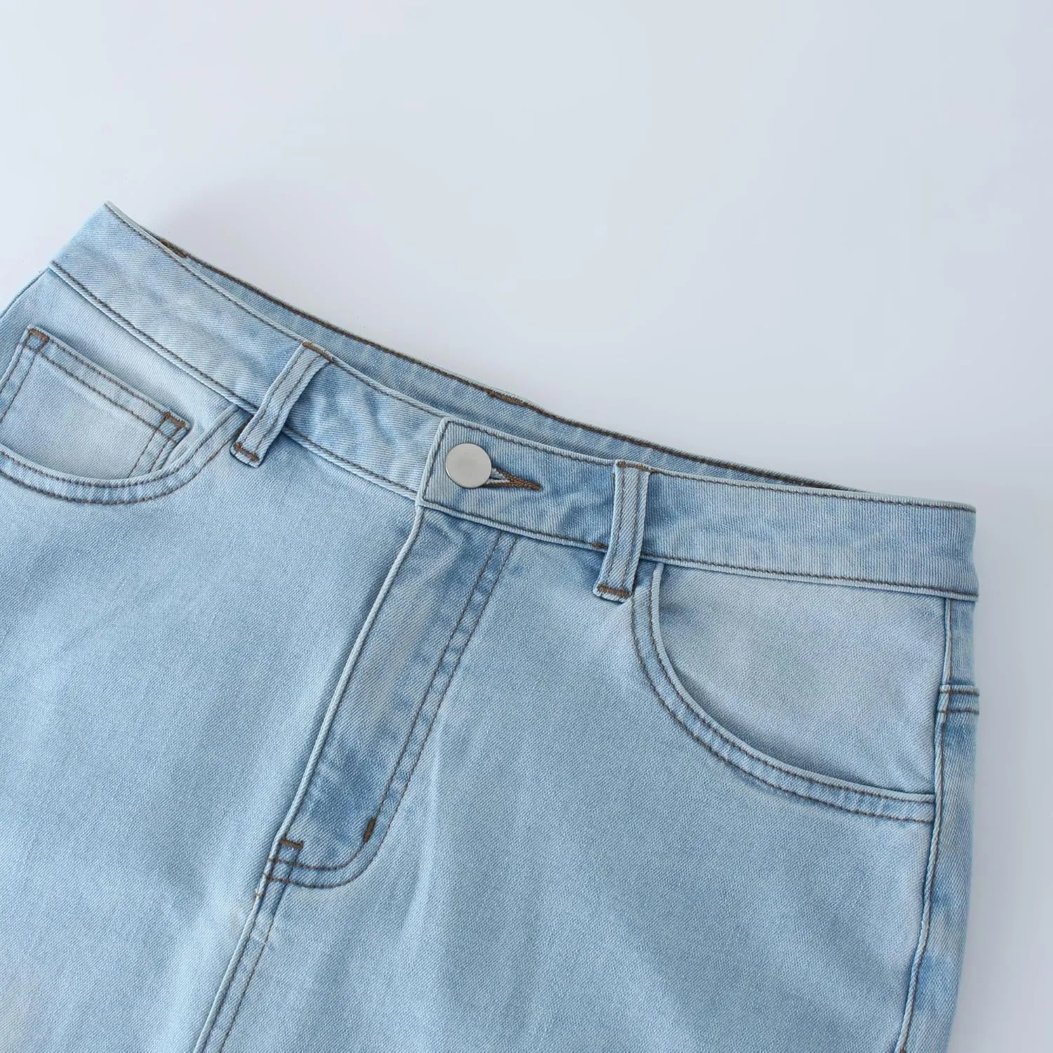 Women's Stretch Denim Maxi Skirt straightline with Back Split,Pencil Skirt