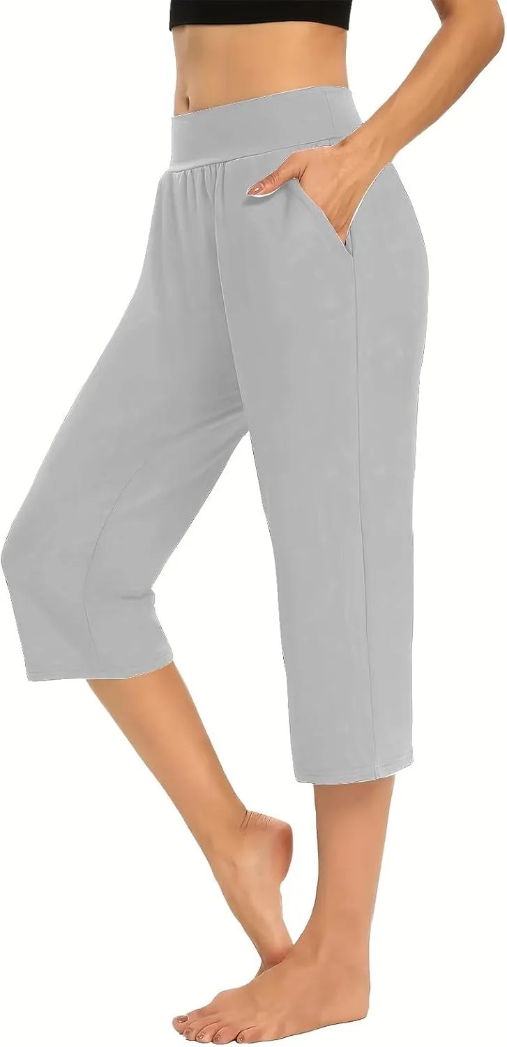 Women's Sweatpants 2 Piece High Waist Yoga Pants Tummy Control Yoga Pants Loose Fit Casual Work Pants with Pockets