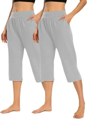 Women's Sweatpants 2 Piece High Waist Yoga Pants Tummy Control Yoga Pants Loose Fit Casual Work Pants with Pockets
