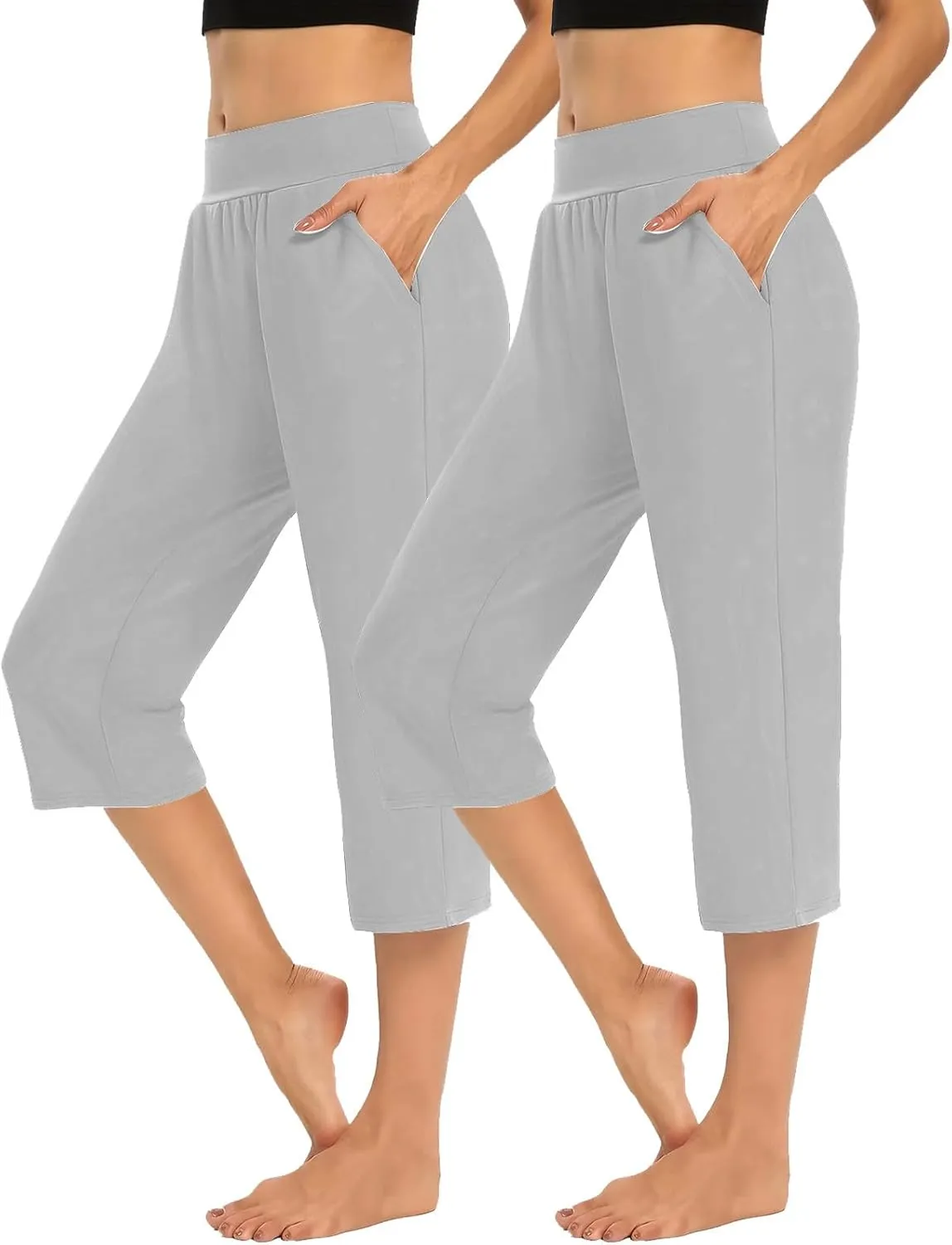 Women's Sweatpants 2 Piece High Waist Yoga Pants Tummy Control Yoga Pants Loose Fit Casual Work Pants with Pockets