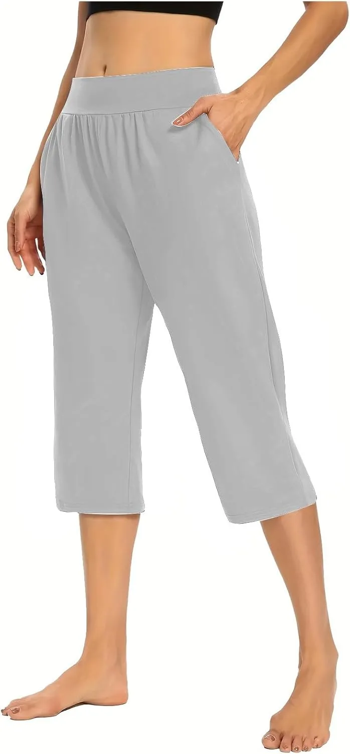 Women's Sweatpants 2 Piece High Waist Yoga Pants Tummy Control Yoga Pants Loose Fit Casual Work Pants with Pockets