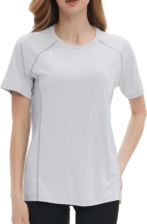 Women's Swim Shirt Short Sleeve UPF 50  UV Protection Quick Dry Athletic Yoga Workout Shirts Running Gym Tee Top