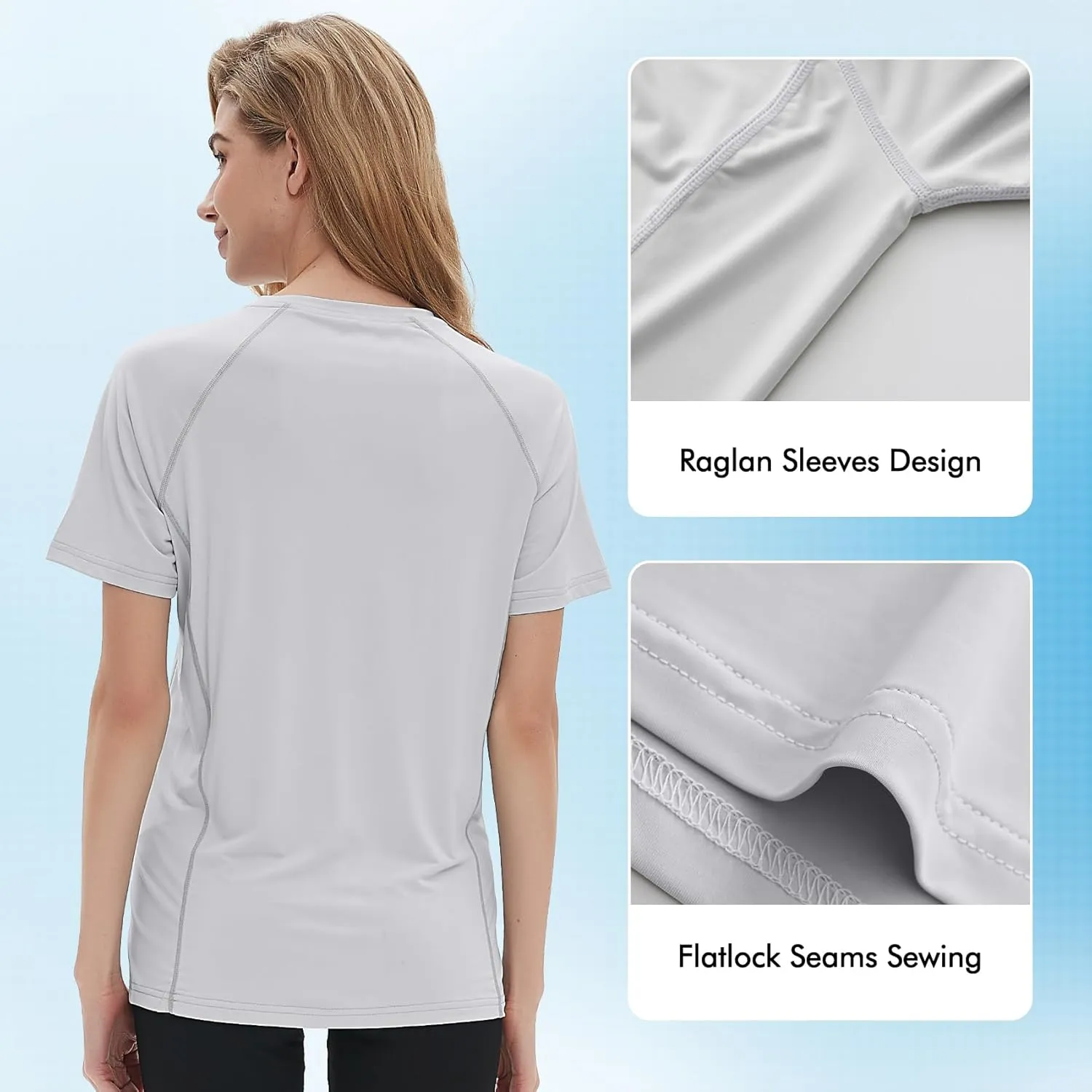 Women's Swim Shirt Short Sleeve UPF 50  UV Protection Quick Dry Athletic Yoga Workout Shirts Running Gym Tee Top