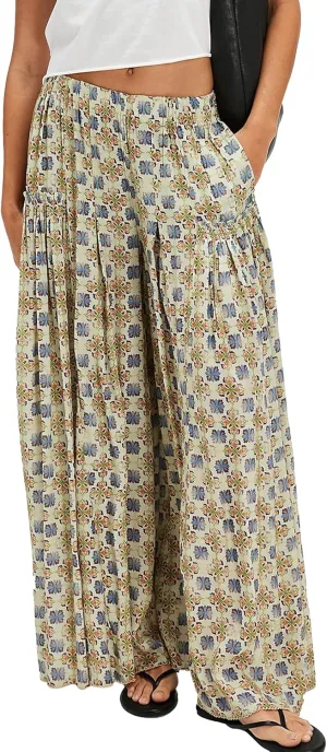 Womens Wide Leg Pants Flowy High Elastic Waist Loose Printed Beach Boho Yoga Casual Long Trousers