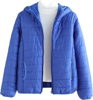 Women's Winter Thin Warm Cotton Coat Short Solid Color Student Outwear Hooded Down Cotton Jacket Padded Puffer Parkas