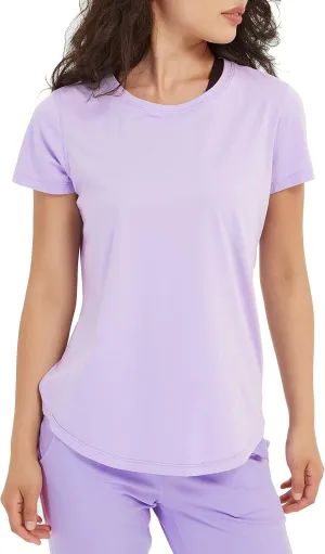 Women's Workout T-Shirt Short Sleeve Lightweight Crew Neck Shirts Yoga Running Exercise Athletic Tee Top