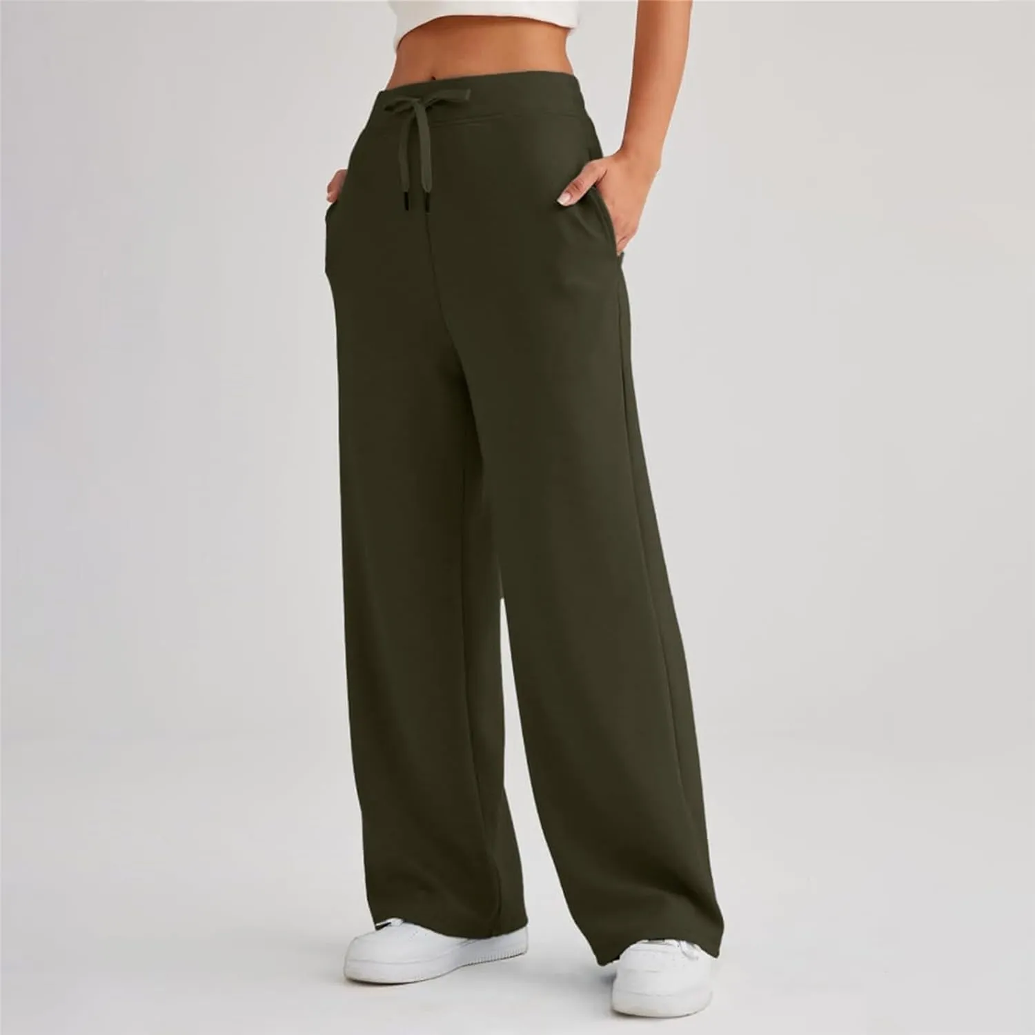 Womens Yoga Pants with Drawstring Pockets Straight-Leg Loose Comfy Modal Lounge Running Active Casual Sweatpants