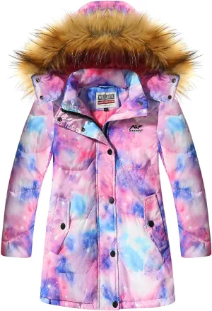 WULFUL Girl's Winter Coats Outerwear Down Puffer Jacket Waterproof with Warm Fur Hood