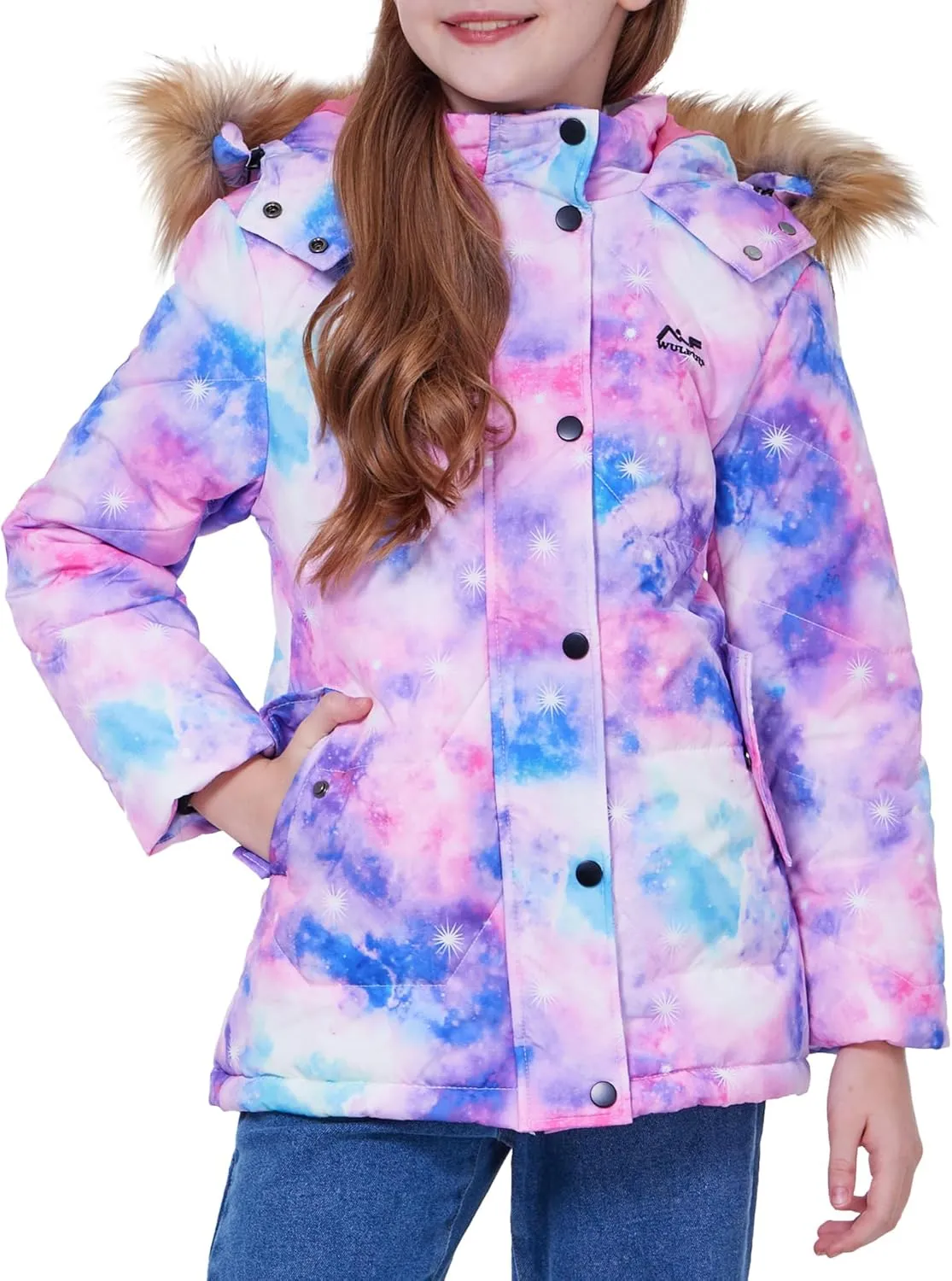 WULFUL Girl's Winter Coats Outerwear Down Puffer Jacket Waterproof with Warm Fur Hood