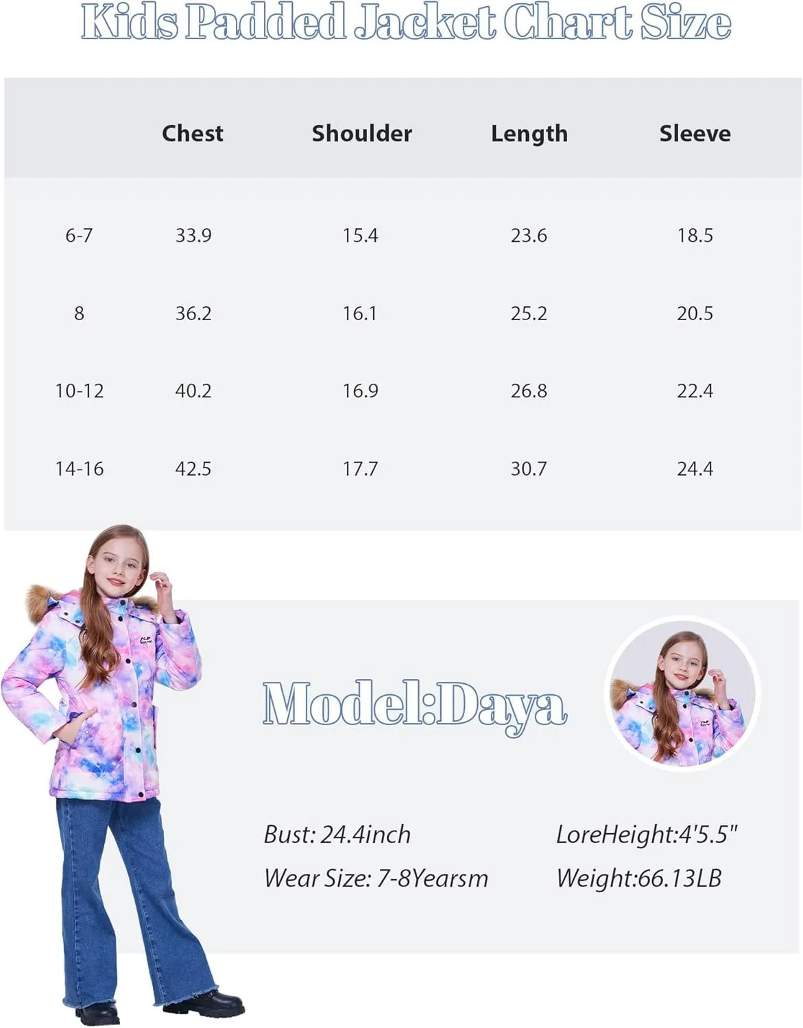 WULFUL Girl's Winter Coats Outerwear Down Puffer Jacket Waterproof with Warm Fur Hood