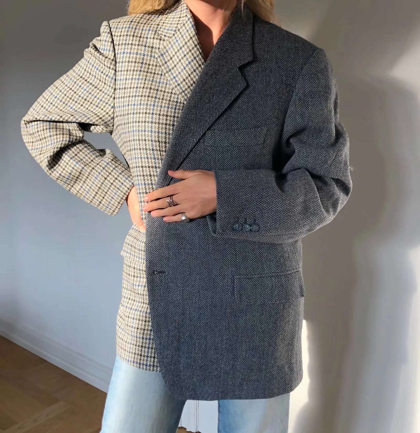xakxx Autumn Winter Women Blazer Thick Vintage Plaid Long Wool Coat Casual Oversize Shirt Jacket Loose Warm Outwear Overcoats Female