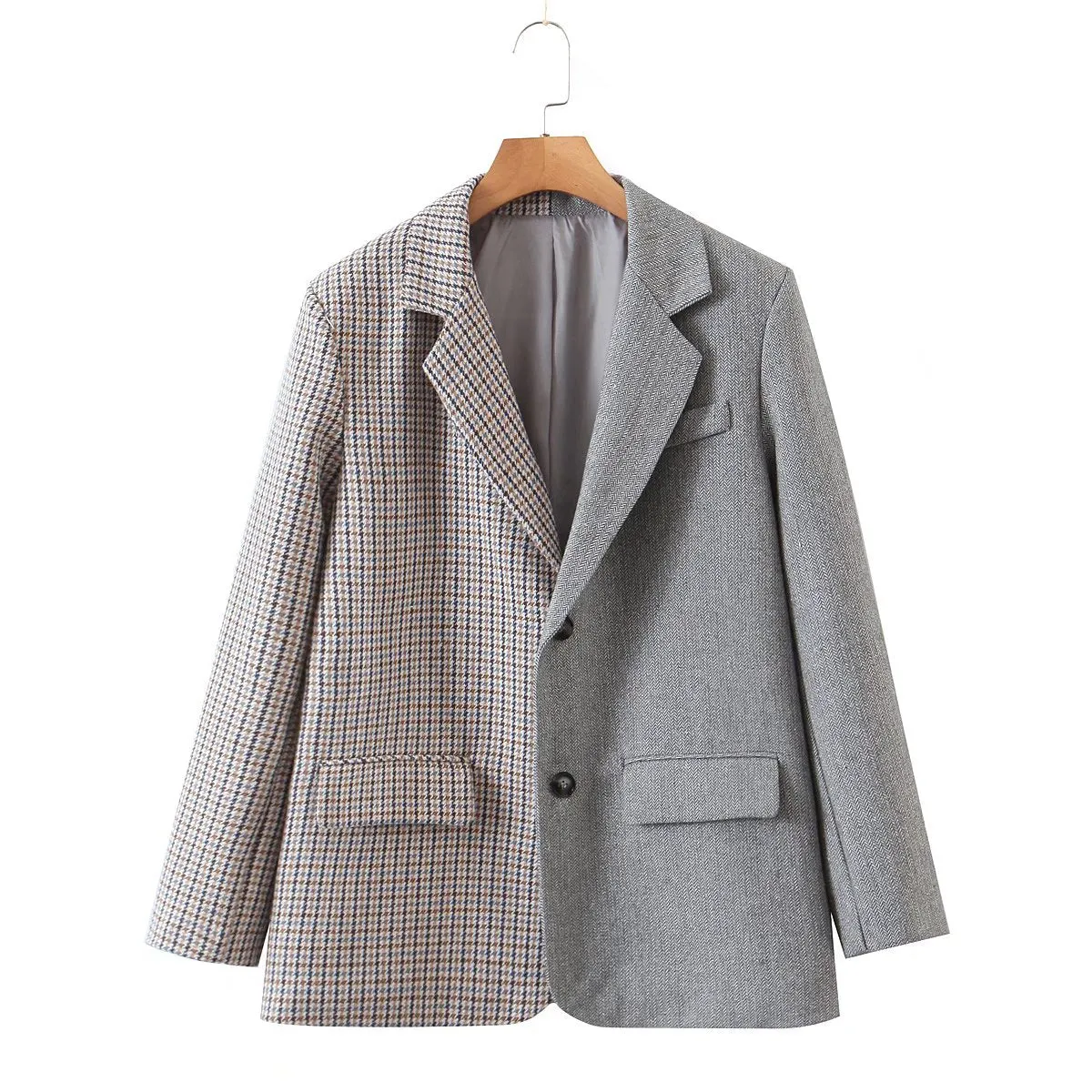 xakxx Autumn Winter Women Blazer Thick Vintage Plaid Long Wool Coat Casual Oversize Shirt Jacket Loose Warm Outwear Overcoats Female