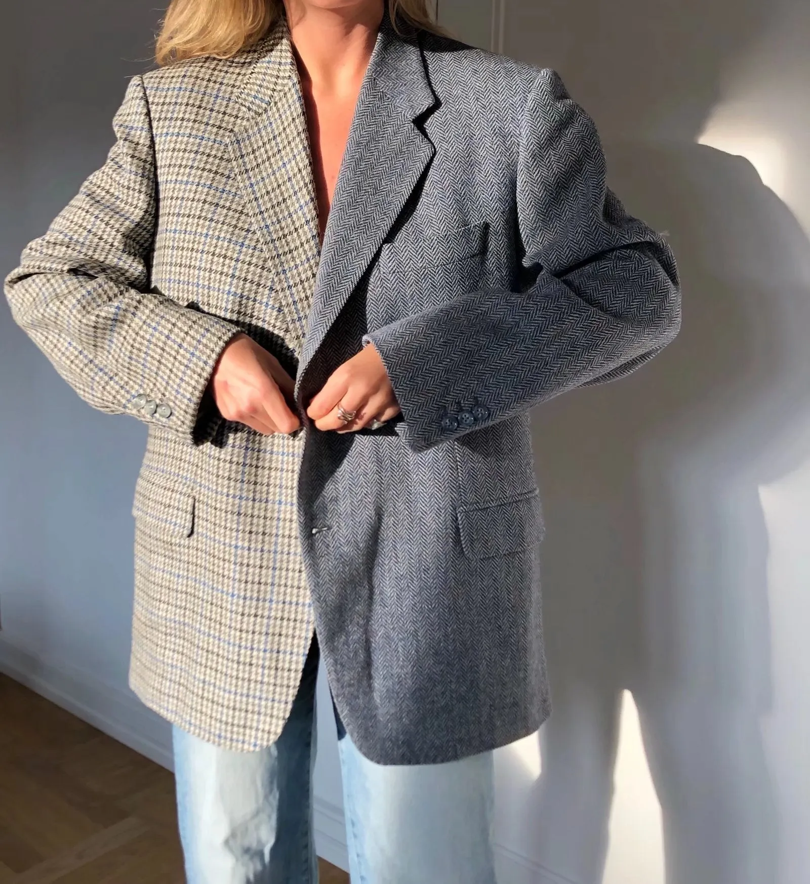 xakxx Autumn Winter Women Blazer Thick Vintage Plaid Long Wool Coat Casual Oversize Shirt Jacket Loose Warm Outwear Overcoats Female
