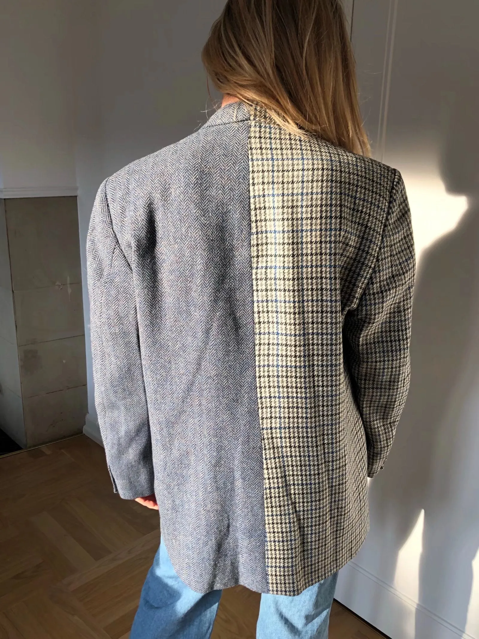 xakxx Autumn Winter Women Blazer Thick Vintage Plaid Long Wool Coat Casual Oversize Shirt Jacket Loose Warm Outwear Overcoats Female