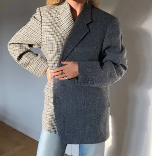 xakxx Autumn Winter Women Blazer Thick Vintage Plaid Long Wool Coat Casual Oversize Shirt Jacket Loose Warm Outwear Overcoats Female