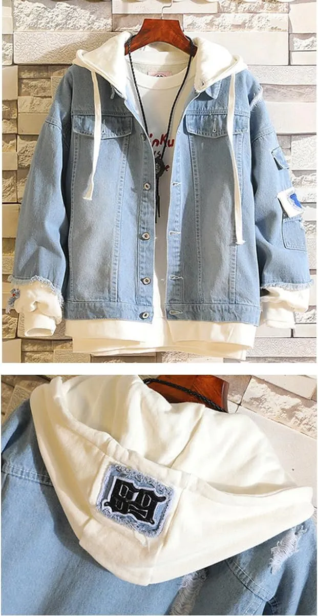 Yagami Light Jeans Jacket Anime Deathnotes Amane Cosplay Denim Jacket Hoodie Casual Ripped Novelty Coat for Unisex