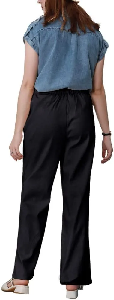 yoeasy Women Cotton Linen Drawstring Wide Leg Pants High Waisted Casual Loose Trousers with Pockets